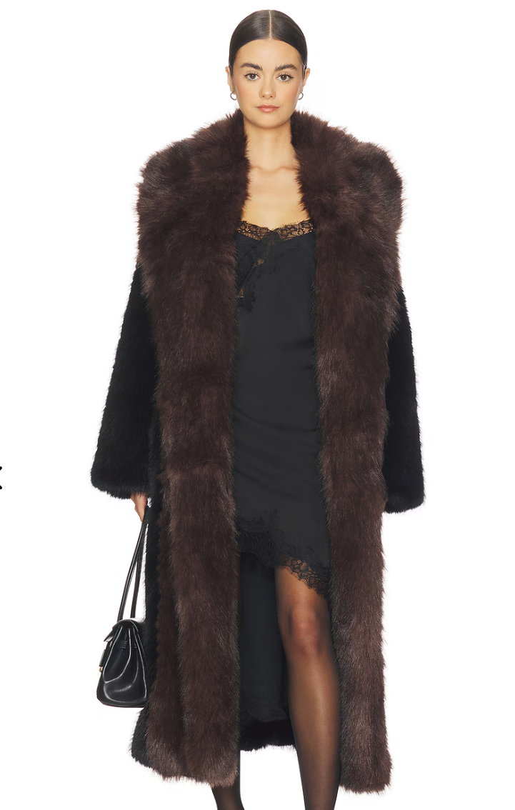 Fur Belted Jacket Black/Brown